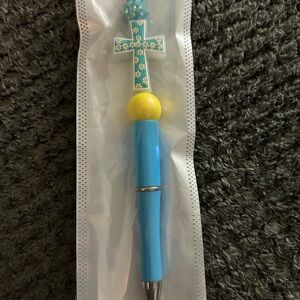 Hand Crafted Turquoise Cross Bead Ballpoint Pen